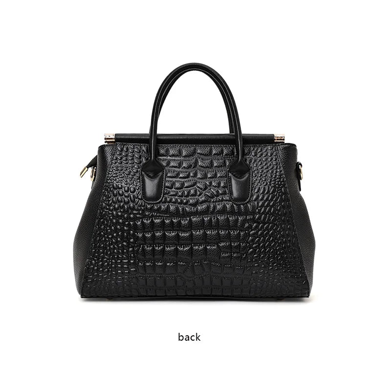 Genuine leather women's handbag, crocodile pattern design, high-end luxury cowhide. 32x23cm   12.50x9.05"