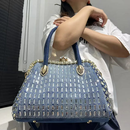 'Eve' Denim and 'diamonds' evening, clubbing or anytime (there are no rules here!) stylish, cute bag. Submit to your inner bling :) - Moda-Airneis