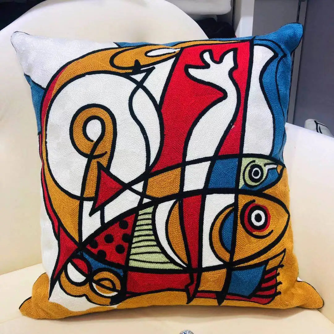 High Quality Picasso Abstract Embroidered Canvas Cushion Covers Premium Soft Funda De Cojin Pop Art Cushions to 'pop' your home.18" x18"  45cm x 45cm 

20 + patterns so be sure to look.