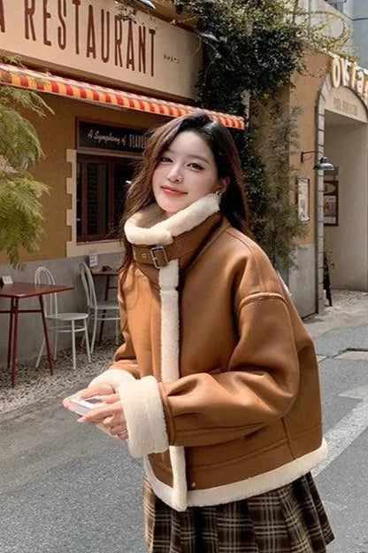 Lamb sheepskin shearling jacket super warm, an essential. Super now worn oversized. - Moda-Airneis