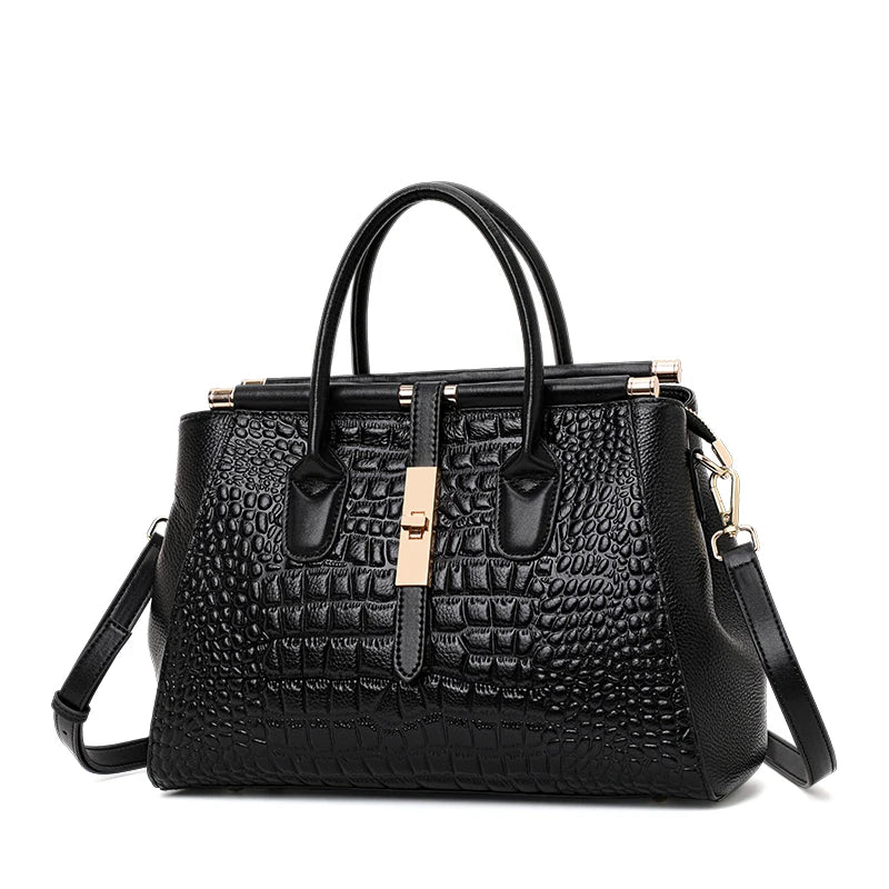 Genuine leather women's handbag, crocodile pattern design, high-end luxury cowhide. 32x23cm   12.50x9.05"