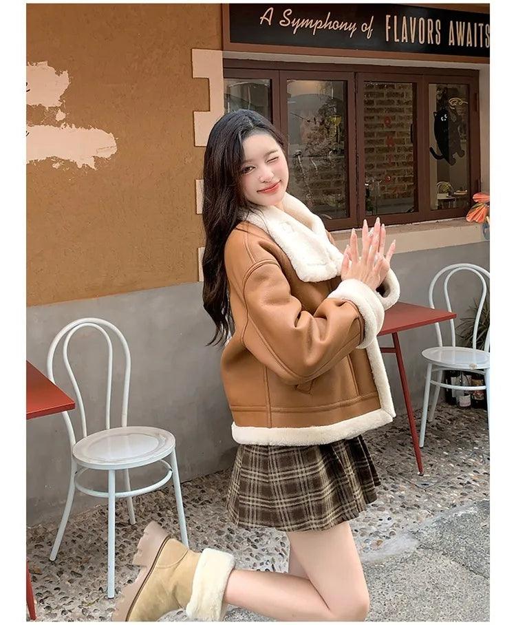 Lamb sheepskin shearling jacket super warm, an essential. Super now worn oversized. - Moda-Airneis