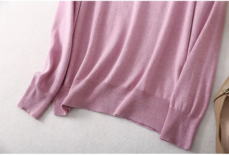 Women Luxurious 85% Silk 15% Cashmere V Neck Long Sleeve Pullover Sweater