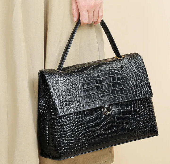 High-grade Leather Women's Luxury Crocodile Pattern Handbag 31.5cm