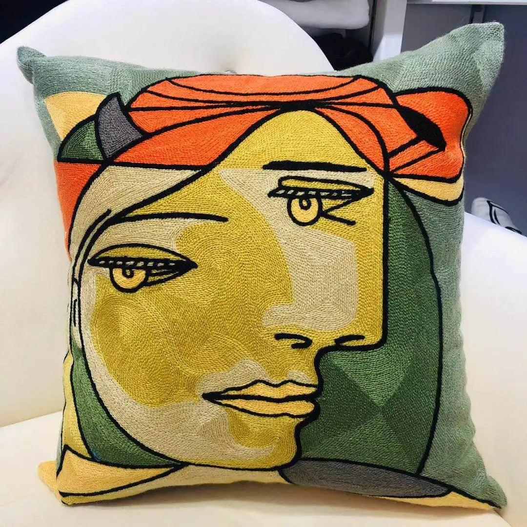 High Quality Picasso Abstract Embroidered Canvas Cushion Covers Premium Soft Funda De Cojin Pop Art Cushions to 'pop' your home.18" x18"  45cm x 45cm 

20 + patterns so be sure to look.