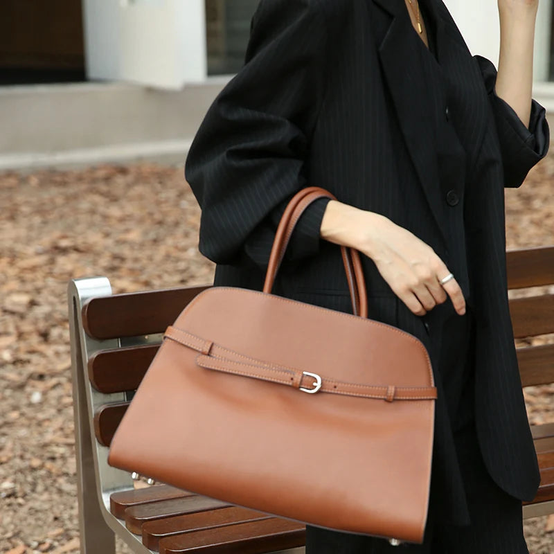 Beautiful quality Genuine Top Grain Cowhide Leather Handbag Casual Fashion Tote Bag  40cm  15.7"