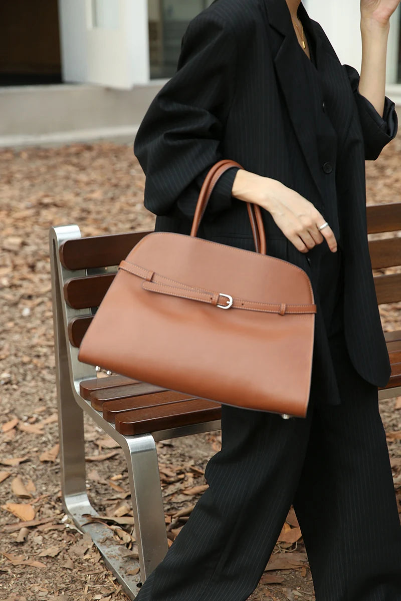 Beautiful quality Genuine Top Grain Cowhide Leather Handbag Casual Fashion Tote Bag  40cm  15.7"