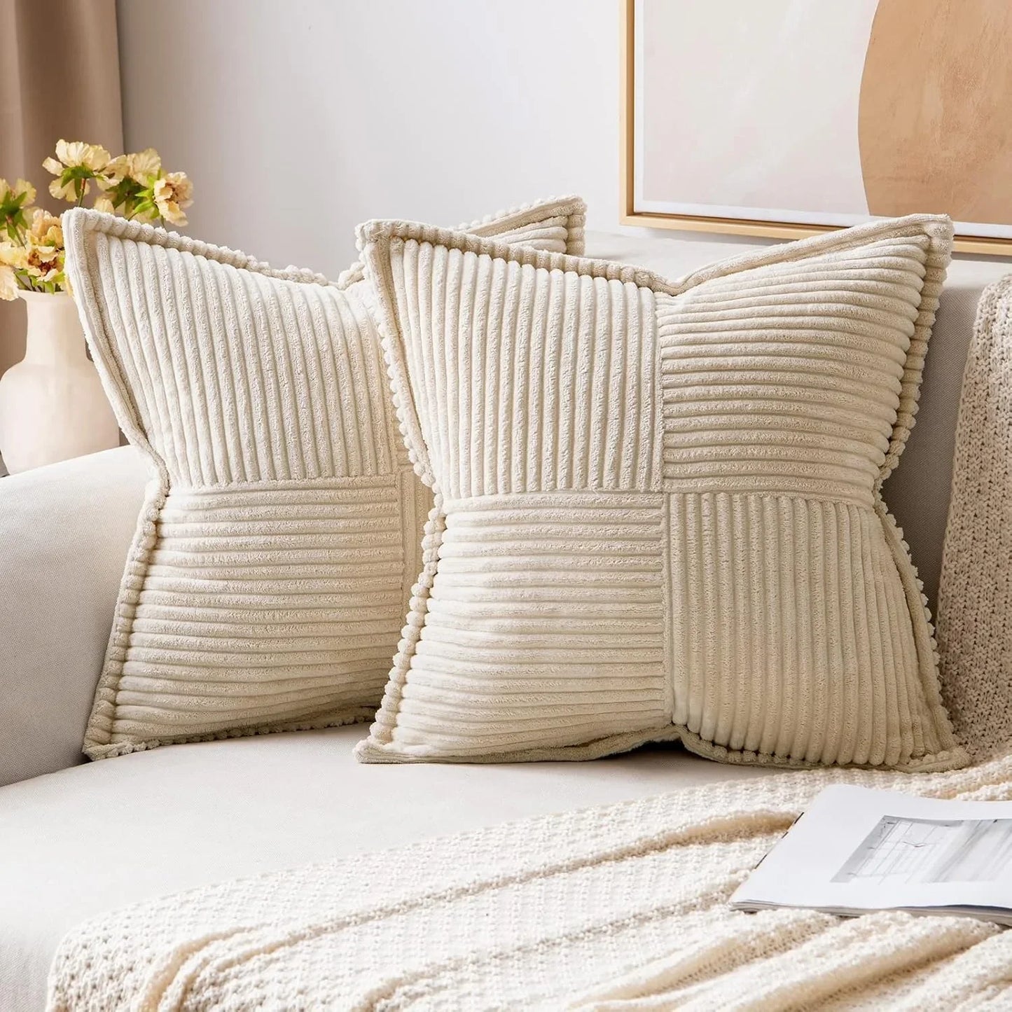 Corduroy Cushion Covers  Beige