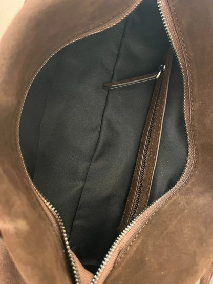 'PRISMA' prismic geometry suede or cowhide leather high grade underarm / shoulder handbag. stylish compact beautifully made. 32cm x 17cm x 15cm - Moda-Airneis