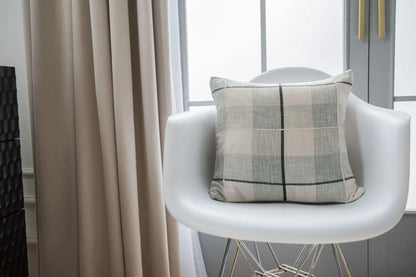 Simple Plaid Cushion Cover Brown Grey Embroidery Stripe 45x45cm 60x60cm Cotton Linen Pillow Cover Home Decoration Living Room - Moda-Airneis