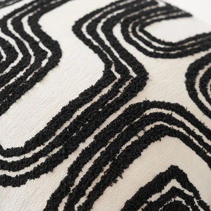 Beige Black Luxury Cushion Cover Retro Chenille Jacquard Pillow Cover 18" x 18" 45cm x 45cm - Moda-Airneis