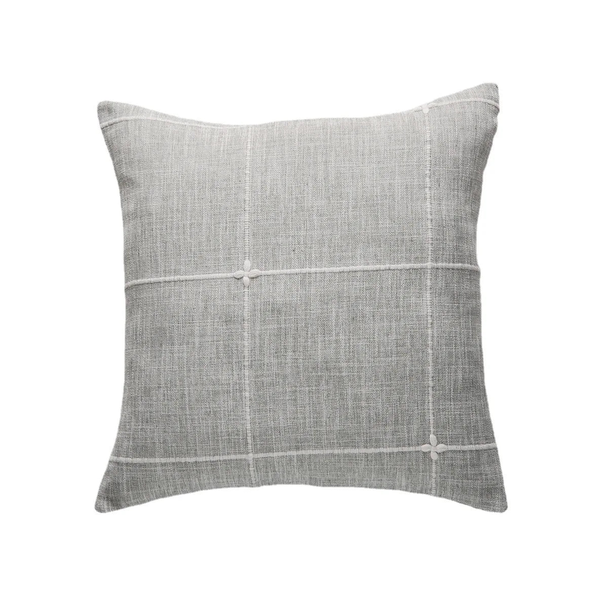 Simple Plaid Cushion Cover Brown Grey Embroidery Stripe 45x45cm 60x60cm Cotton Linen Pillow Cover Home Decoration Living Room