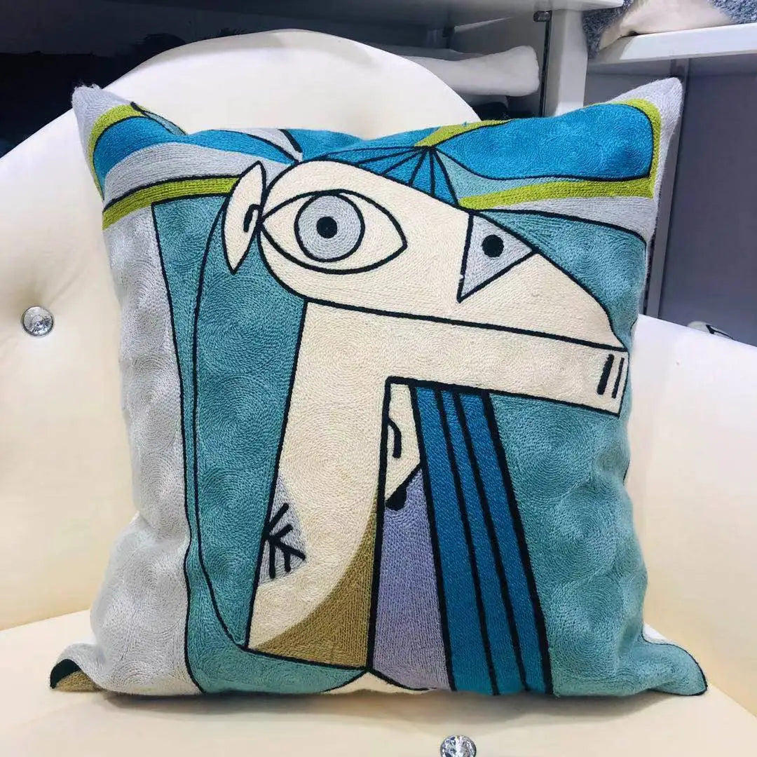 High Quality Picasso Abstract Embroidered Canvas Cushion Covers Premium Soft Funda De Cojin Pop Art Cushions to 'pop' your home.18" x18"  45cm x 45cm 

20 + patterns so be sure to look.