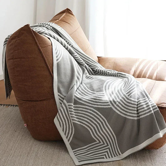 Knitted bed/sofa throw Soft geometric pattern. 130cm x 180cm  51.2" x 71"