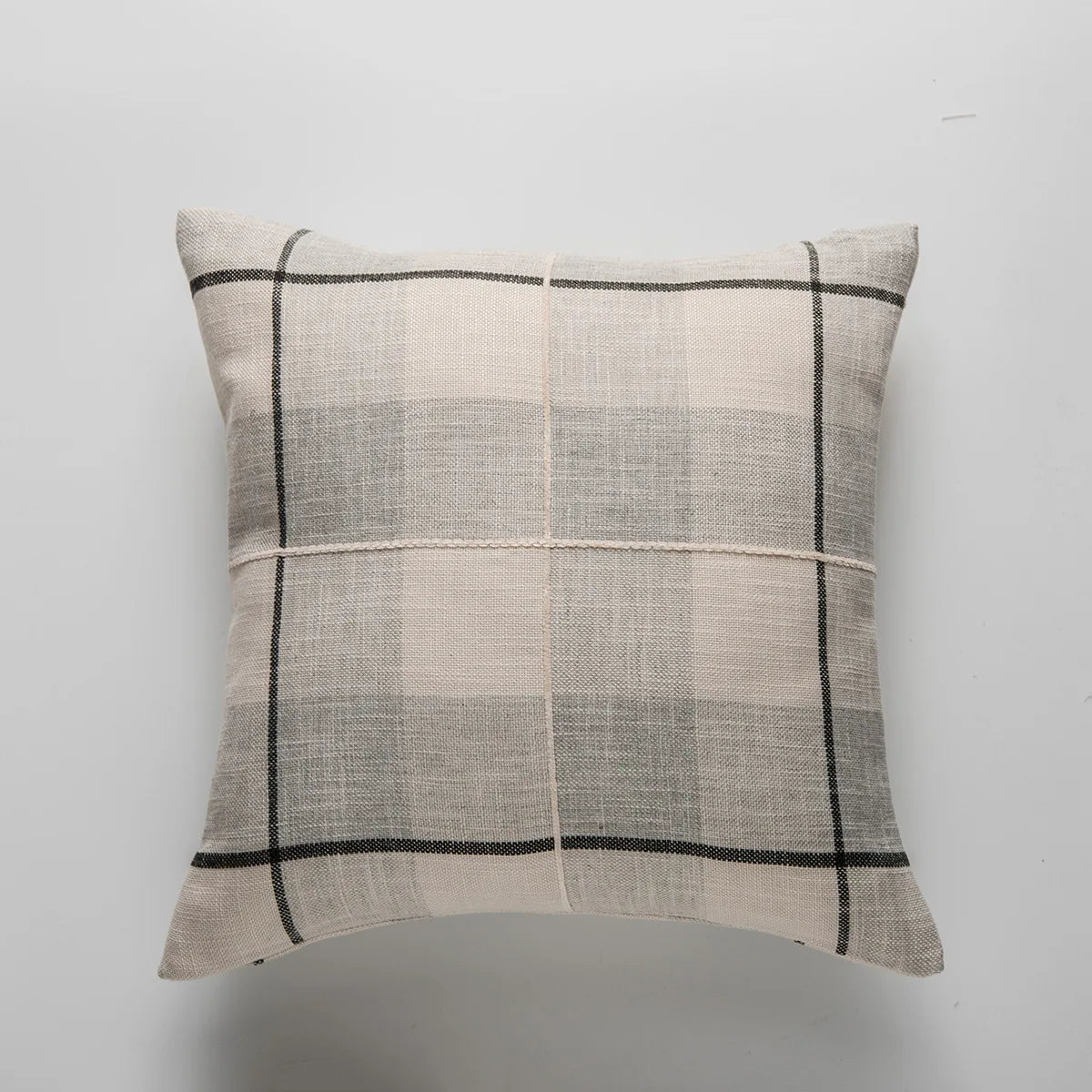 Simple Plaid Cushion Cover Brown Grey Embroidery Stripe 45x45cm 60x60cm Cotton Linen Pillow Cover Home Decoration Living Room