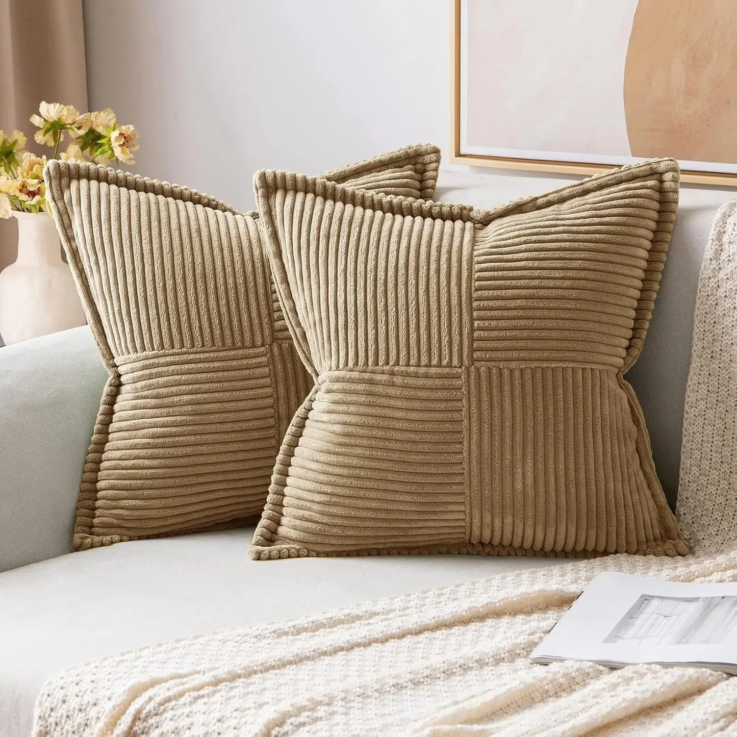 Corduroy Cushion Covers  Beige