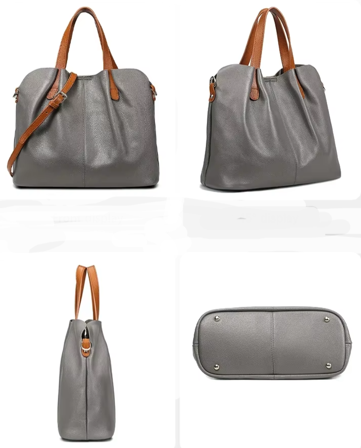 Top grain soft hand cowhide leather versatile  tote handbag shoulder crossbody bag 33cm/13"  5 colourways.