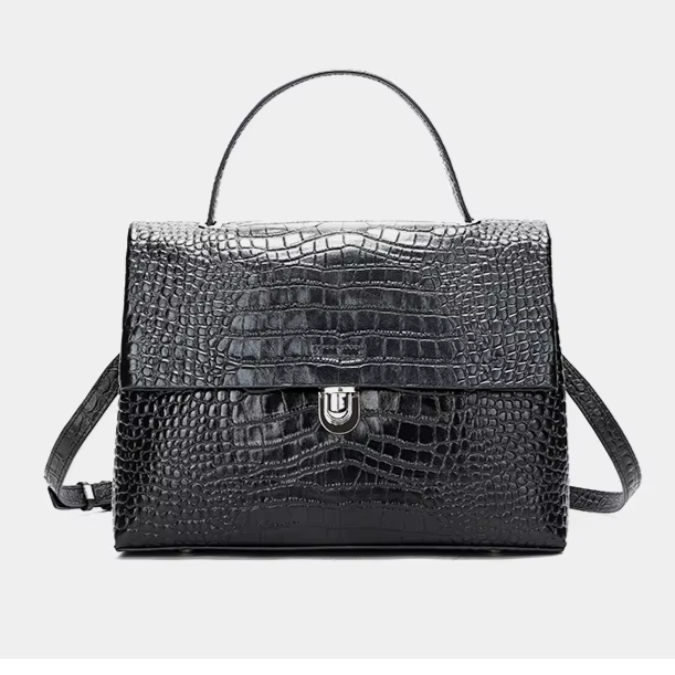 High-grade Leather Women's Luxury Crocodile Pattern Handbag 31.5cm