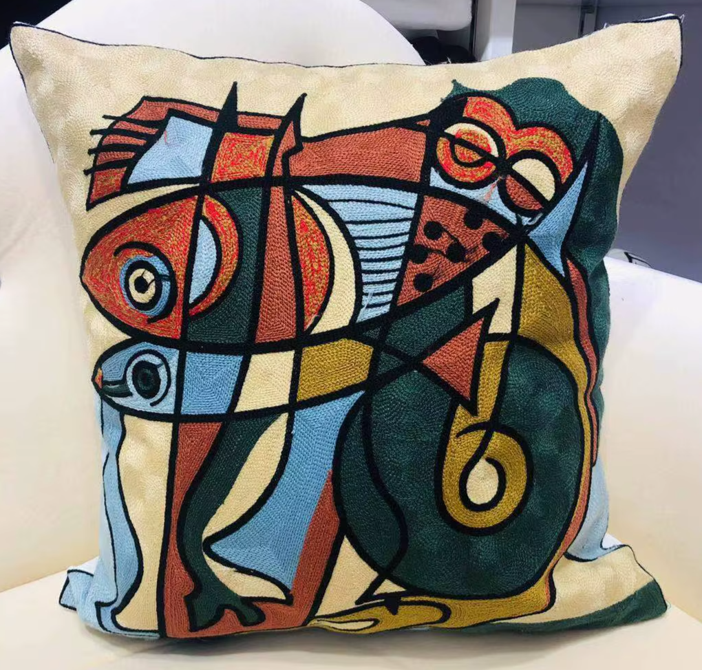 High Quality Picasso Abstract Embroidered Canvas Cushion Covers Premium Soft Funda De Cojin Pop Art Cushions to 'pop' your home.18" x18"  45cm x 45cm 

20 + patterns so be sure to look.