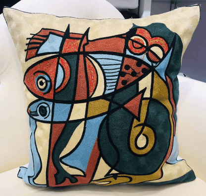 High Quality Picasso Abstract Embroidered Canvas Cushion Covers Premium Soft Funda De Cojin Pop Art Cushions to 'pop' your home.18" x18" 45cm x 45cm 

20 + patterns so be sure to look. - Moda-Airneis