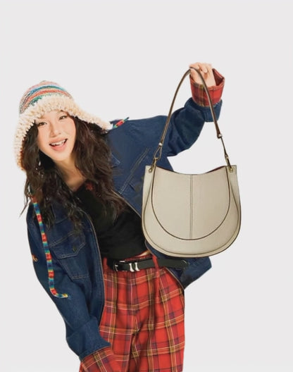 'Roma' Stylish Cowhide Leather 28cm (11.02") shoulder or crossbody tote bag.